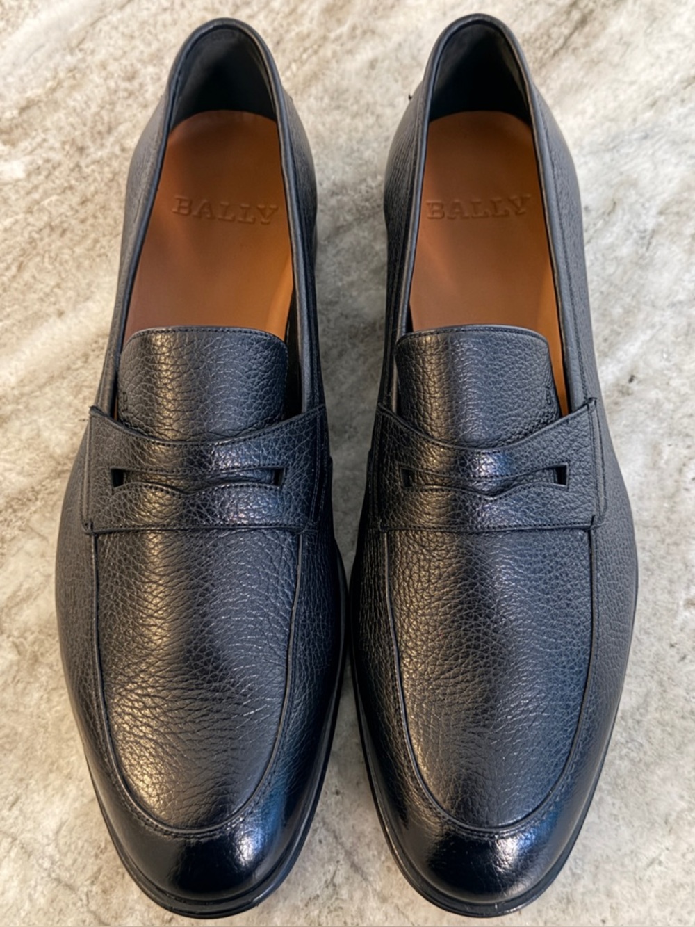 Bally Men's Calf Plain Leather Penny Loafers Black MSRP $800 Sz 9 US